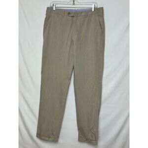 Luciano Barbera Men's Size 52 (36) Tan Flat Front Straight Leg Dress Pants Italy